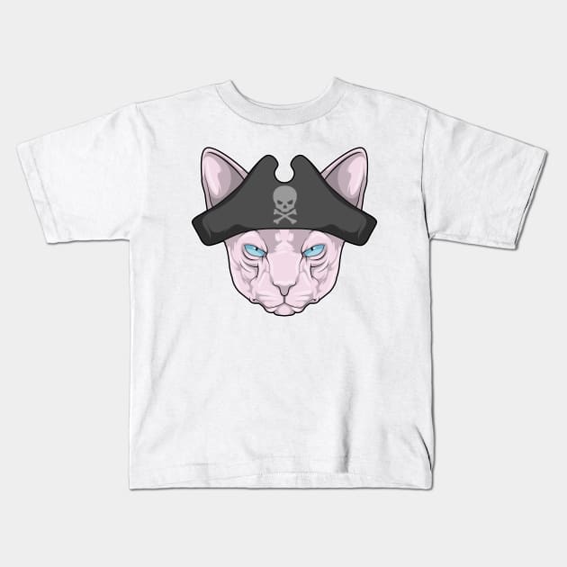Cat as Pirate with Pirate hat Kids T-Shirt by Markus Schnabel